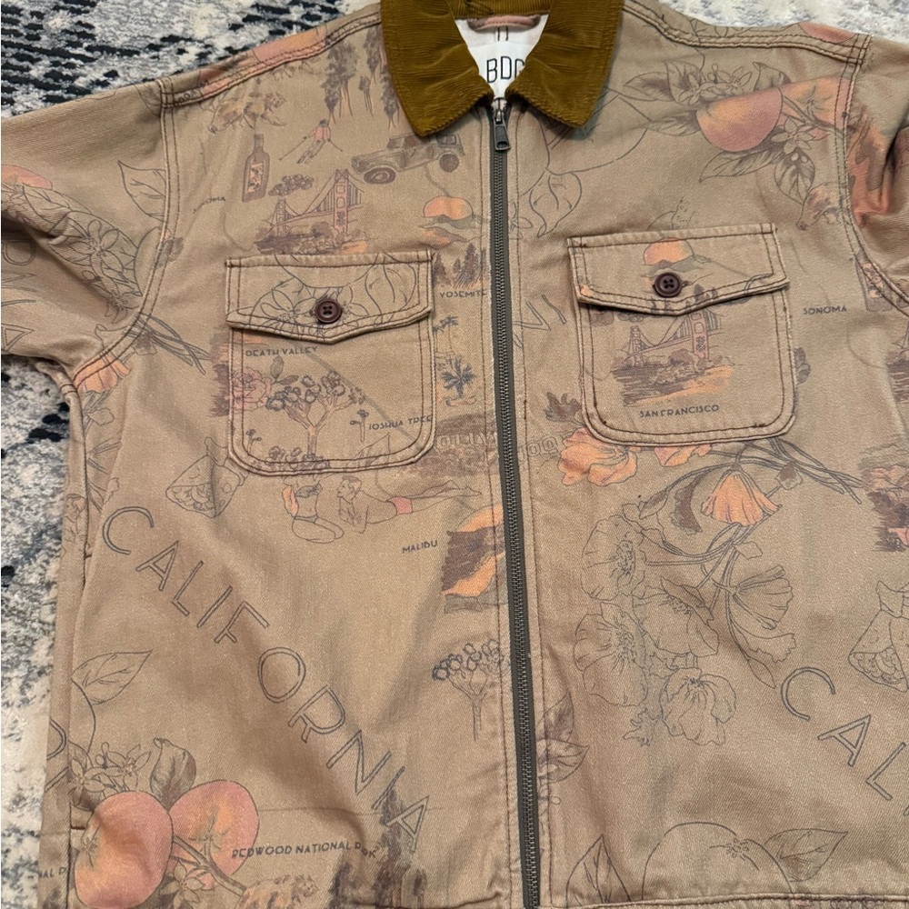 BDG Men's Beige Graphic Shirt Jacket